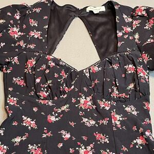 Francescas Floral Puff Sleeve Baby Doll Milkmaid Cottagecore Mini Dress Small